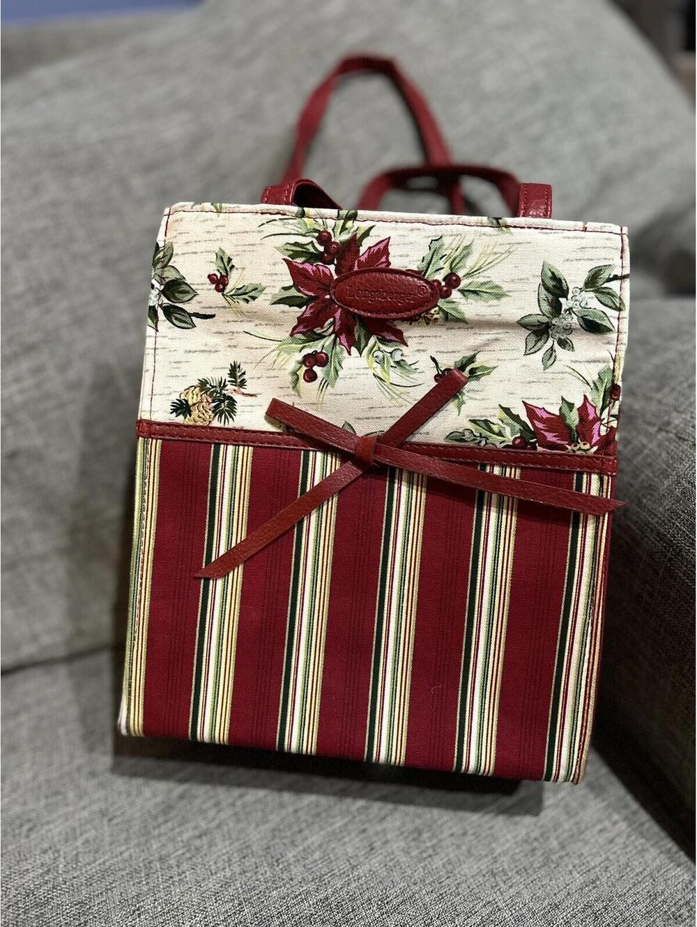 Longaberger Homestead Small Tote Bag In Holiday Botanical  9 in x 7 in